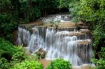 Full Form Of Hauy Mae Kamin Water Falls In Deep Forest National Park Kanchanaburiy Western Of Thailand Stock Photo