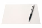 White Paper With Pen Isolated Stock Photo