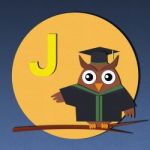 Alphabet J And Graduates Owl Stock Photo