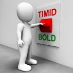 Timid Bold Switch Means Fear Or Courage Stock Photo