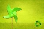 Green Windmill Toy Stock Photo