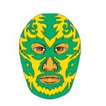Luchador Mask Flame Fire Bolt Drawing Stock Photo