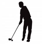 Silhouette Of Golf Swing Front View -  Illustration Stock Photo