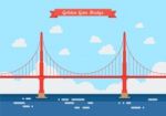 Golden Gate Bridge In Flat Style Stock Photo