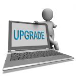 Upgrade Laptop Means Improve Upgrading Or Updating Stock Photo