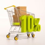 Shopping Cart And Percentage Sign, 10 Percent Stock Photo