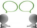 Speech Bubbles And 3d Characters Showing Discussion And Gossip Stock Photo