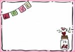 Valentine Love Label And Heart Bottle Background Stock Photo