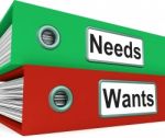 Needs Wants Folders Show Requirement And Desire Stock Photo