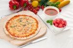 Italian Original Thin Crust Pizza Stock Photo