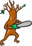 Tree Man Arborist With Chainsaw Stock Photo
