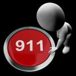 Nine One One Button Shows 911 Emergency Or Crisis Stock Photo