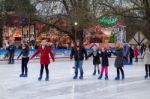 London, Uk - December 9 : Ice Skating In Hyde Park In London On Stock Photo