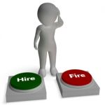 Hire Fire Buttons Shows Employment Stock Photo
