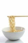Noodle With Pinch Chopsticks Stock Photo