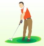Golf Swing Front View -  Illustration Stock Photo