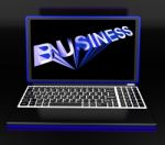 Business On Laptop Shows Online Managing Stock Photo
