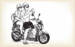 Sketch Of Touring Motorbike In City, Look A Map On Mobile Phone, Stock Photo