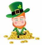 Irish Man On Gold Coin For St.patrick's Day Stock Photo