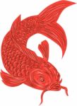 Red Koi Nishikigoi Carp Fish Drawing Stock Photo