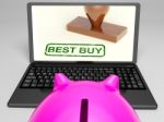 Best Buy On Laptop Showing Excellent Sale Stock Photo