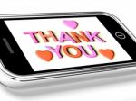 Smartphone Showing Thank You Stock Photo