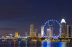 Cityscape View And Ferris Wheel Landmark Of Singapore Stock Photo