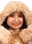Getting Warm With Fur Coat Stock Photo