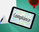 Compliance Word Represents Guidelines Obedient And Text Stock Photo