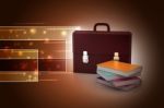Leather Briefcase And Books Stock Photo