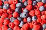 Raspberries And Blueberries Stock Photo