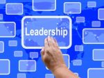 Leadership Touch Screen Shows Leader Vision Achievement Stock Photo