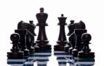 Group Of Black Wooden Chess Stock Photo