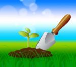 Gardening Trowel Represents Growing Plants 3d Illustration Stock Photo