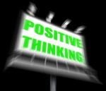 Positive Thinking Sign Displays Optimistic Contemplation Stock Photo