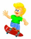 Boy Jumping With His Skateboard Stock Photo