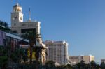 Famous Hotels Along The Strip Stock Photo