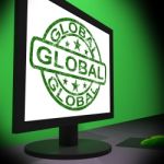Global Monitor Shows Worldwide International Globalization Conne Stock Photo