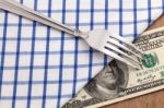 Fork With Money Stock Photo