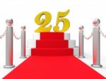 Golden Twenty Five On Red Carpet Shows Twenty Fifth Anniversary Stock Photo