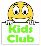 Kids  Club On Sign Means Children's Activities Stock Photo