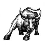 Freehand Sketch Illustration Of Charging Bull Stock Photo