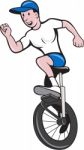 Cyclist Riding Unicycle Cartoon Stock Photo