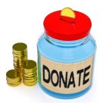 Donate Jar Means Fundraiser Charity Or Giving Stock Photo