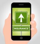 Insurance Online Represents Financial Indemnity And Coverage Stock Photo
