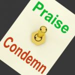 Praise Condemn Lever Means Congratulating Or Telling Off Stock Photo