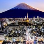 Mount Fuji And Tokyo City In Twilight Stock Photo