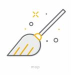 Thin Line Icons, Mop Stock Photo