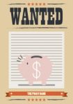 Wanted Piggy Bank Poster Stock Photo