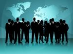 World Map Means Group Of People And Businessmen Stock Photo